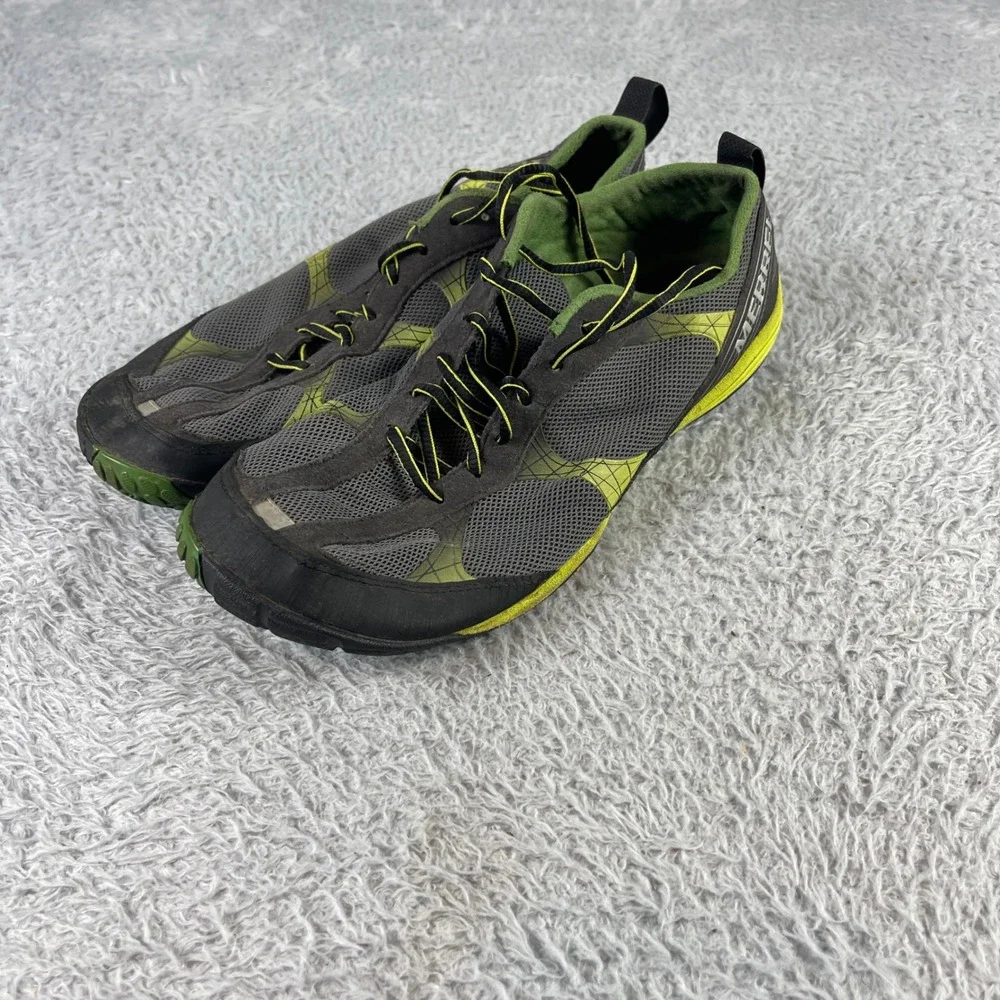 Merrell Road Glove Mens 9.5 Barefoot Running Shoes Black Lime Zest J38395 Vibram